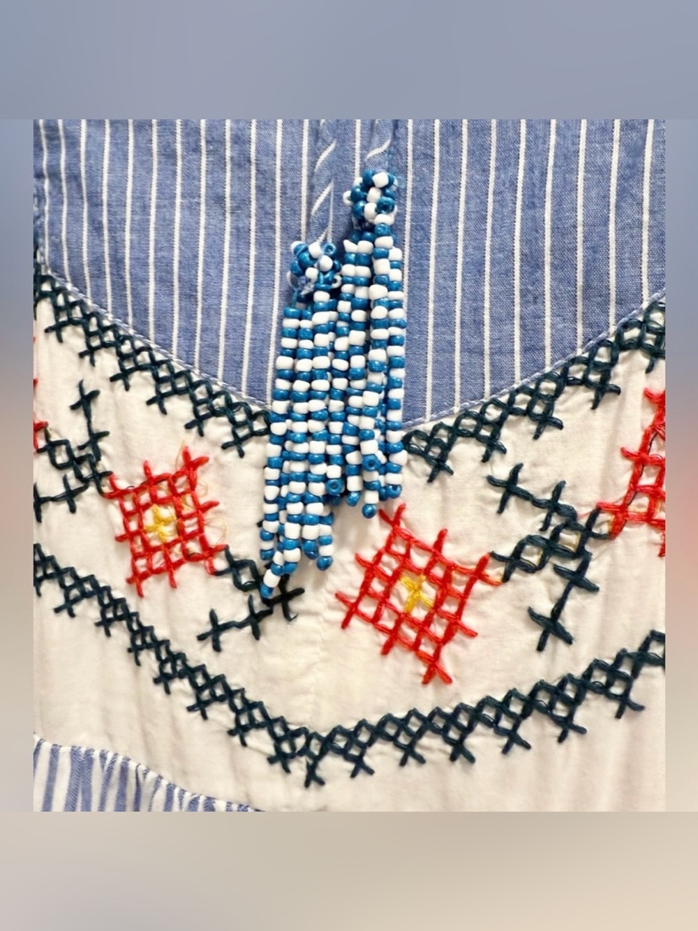 RARE FARM RIO Cross Stitched Embroidered Tiered Maxi Dress - Picture 9 of 13